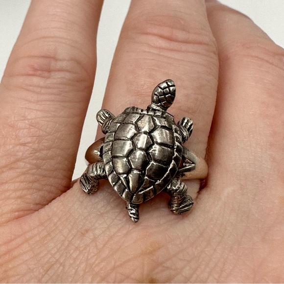 STERLING SILVER 925 Vintage Moveable Turtle Ring, Size 6.75 - Picture 6 of 13